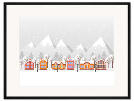 Gerahmter Kunstdruck Winter in den Bergen