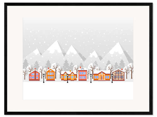 Inramat konsttryck Winter in the mountains
