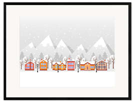 Inramat konsttryck Winter in the mountains