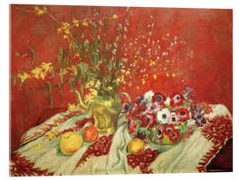 Akryylilasitaulu Still life against a red background