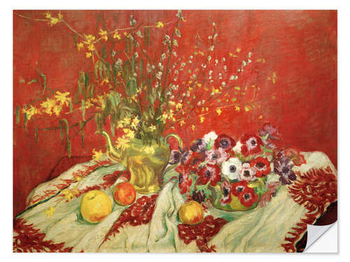 Muursticker Still life against a red background