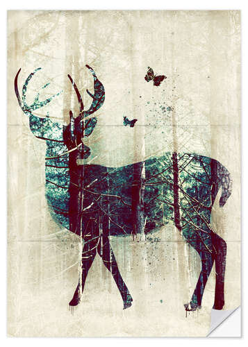 Selvklebende plakat Deer in the Wild