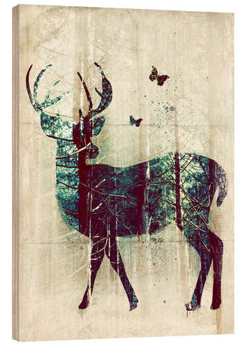 Wood print Deer in the Wild