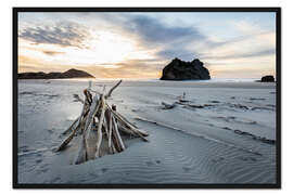 Gerahmter Kunstdruck Wharariki Beach - NZ