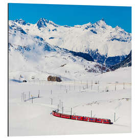 Aluminium print Rhaetian Railway on the Bernina Pass