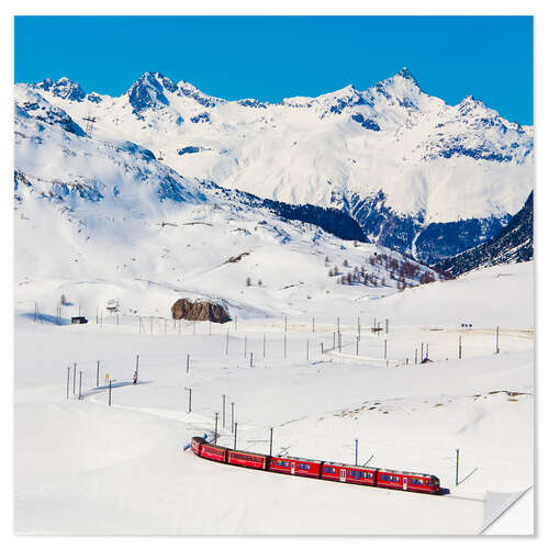 Naklejka na ścianę Rhaetian Railway on the Bernina Pass