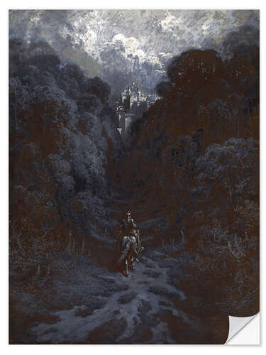 Selvklebende plakat Sir Lancelot Approaching the Castle of Astolat