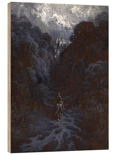 Wood print Sir Lancelot Approaching the Castle of Astolat