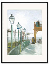 Gerahmter Kunstdruck Terrasse und Observations Deck im Moulin de Blute-Fin, Montmartre