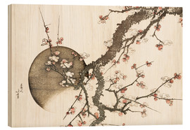 Cuadro de madera  Flores de ciruelo y la Luna - Katsushika Hokusai
