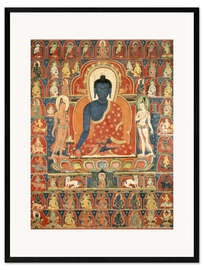 Gerahmter Kunstdruck Bemalte Banner (Thangka) mit dem Medizin-Buddha (Bhaishajyaguru)