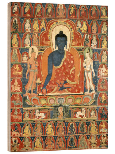 Wood print Thangka with the Medicine Buddha