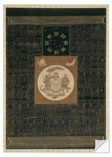 Wandsticker Zhenwu mit den acht Trigramme, der nördlichen Dipper und Talismane, Qing-Dynastie