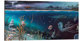 Obraz na aluminium Cretaceous land and marine life, artwork