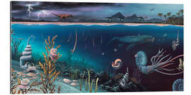 Galleritryk Cretaceous land and marine life, artwork