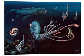 Aluminium print Cretaceous marine animals, artwork