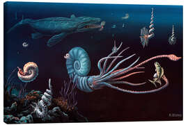 Canvastavla Cretaceous marine animals, artwork