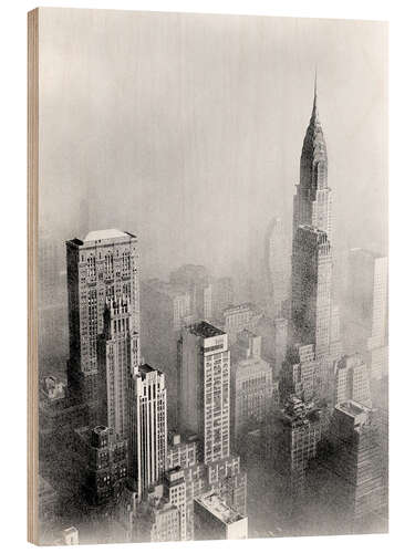 Holzbild Smog and New York skyscrapers, 1950s