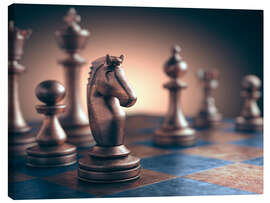 Canvas print Chess piece on chess board