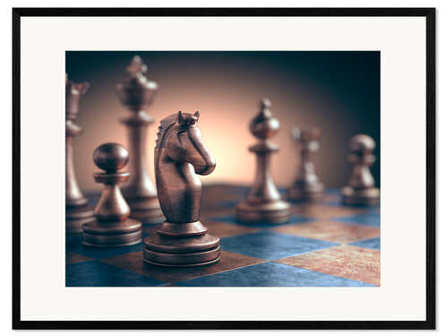 Kehystetty taidepainatus Chess piece on chess board