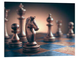 Quadro em plexi-alumínio Chess piece on chess board