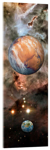 Tableau en verre acrylique Alien planets and Carina Nebula