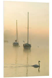 Foam board print A misty morning over Lake Windermere, UK