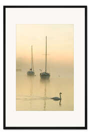 Gerahmter Kunstdruck A misty morning over Lake Windermere, UK