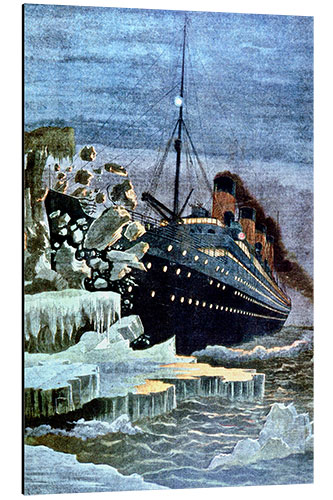 Aluminium print SS Titanic colliding with an iceberg