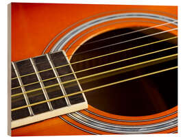 Wood print Guitar strings at rest and vibrating