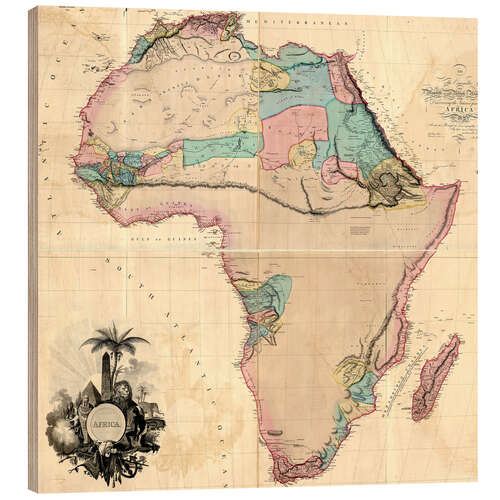 Holzbild Karte von Afrika 1802