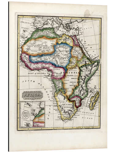 Aluminiumsbilde Map of Africa, 1817