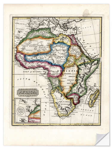 Selvklebende plakat Map of Africa, 1817