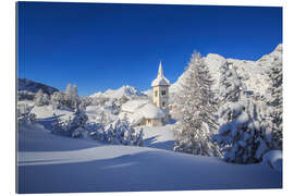 Gallery Print Die Wintersonne erhellt die Schneelandschaft