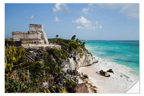 Selvklæbende plakat El Castillo i Tulum, Yucatan, Mexico, Nordamerika