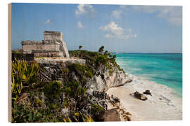 Holzbild El Castillo in Tulum, Yucatan, Mexico, North America