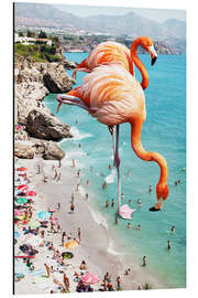 Aluminium print Flamingos on the beach