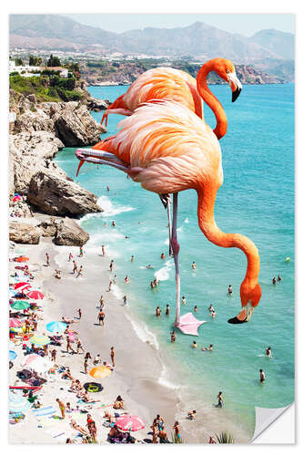 Wall sticker Flamingos on the beach