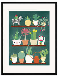 Gerahmter Kunstdruck Regal eines Kakteenliebhabers