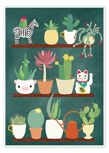 Poster Étagères d'un passionné de cactus
