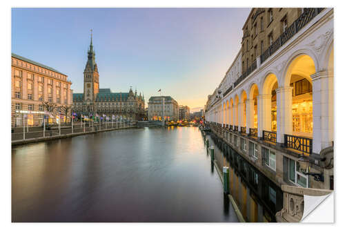 Självhäftande poster Hamburg Alster Arcades and City Hall