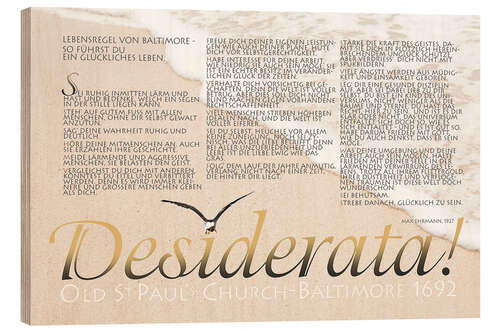 Holzbild Desiderata IV
