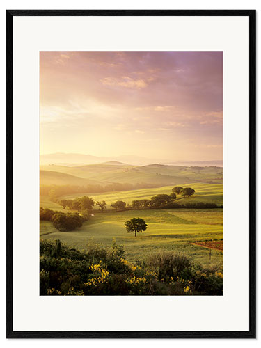 Framed art print Sunrise at Val d'Orcia