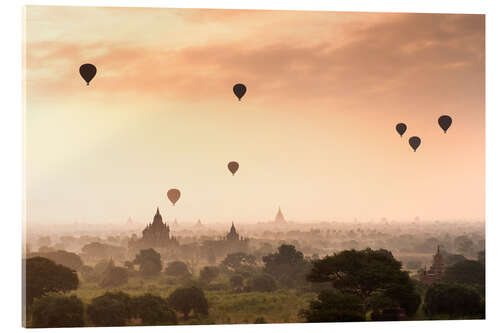 Quadro em acrílico Hot air balloons over the temples of Bagan