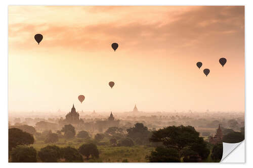 Adesivo murale Hot air balloons over the temples of Bagan (Pagan), Myanmar (Burma), Asia