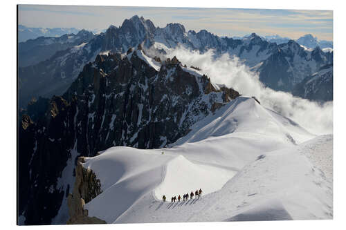 Tableau en aluminium Alpinistes sur l'aiguille du Midi, massif du Mont-Blanc