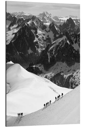 Aluminium print Climbers on snowy mountains of Mont Blanc Massif