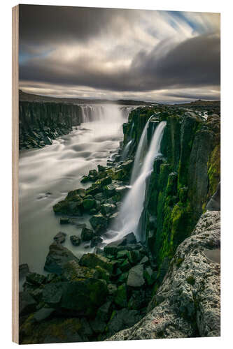 Wood print Waterfall in Selfoss