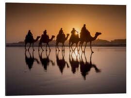 Aluminium print Camel walk on the beach