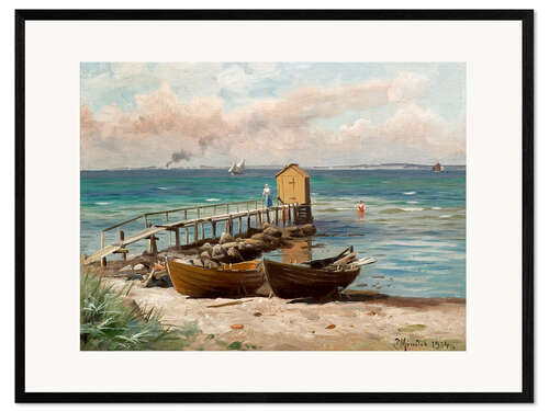 Ingelijste kunstdruk Badhuis op het strand